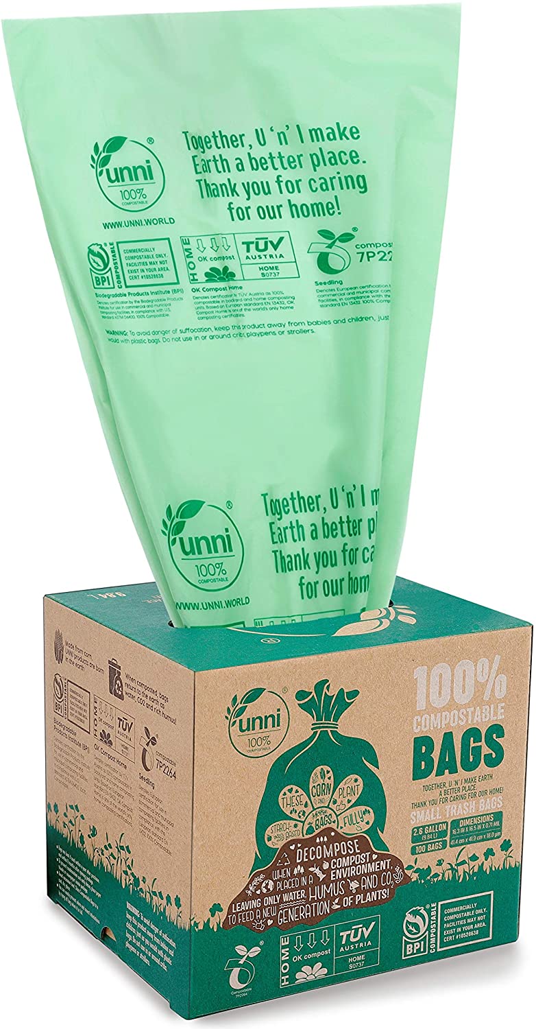 100 Counts Extra Thick 0.71 Mil Small Tras Biodegradable Trash Bags 4-6 Gallon 