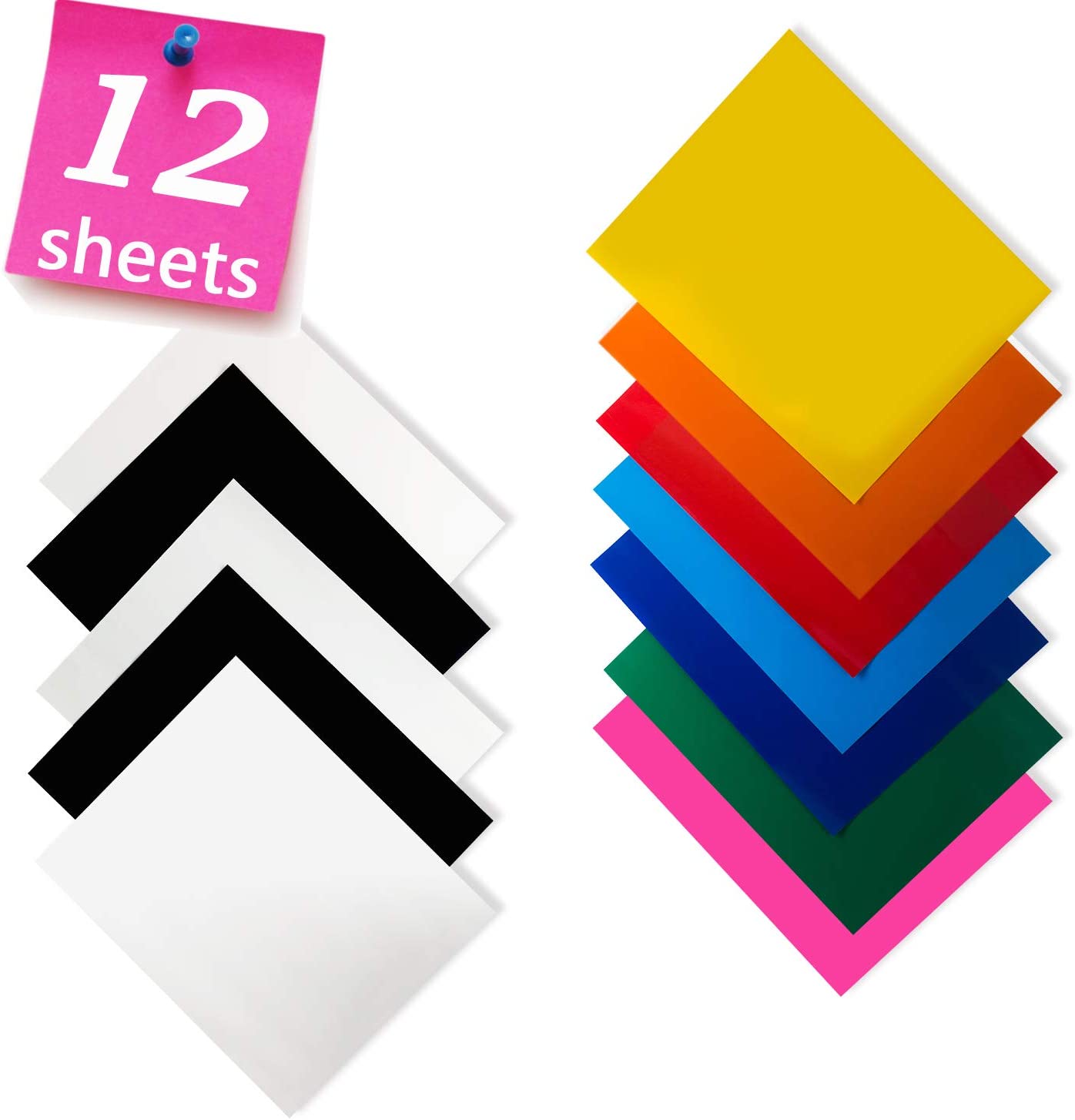 Assorted Colors Sheets Heat Transfer Vinyl Bundle Iron On Home Thick DIY T-Shirt
