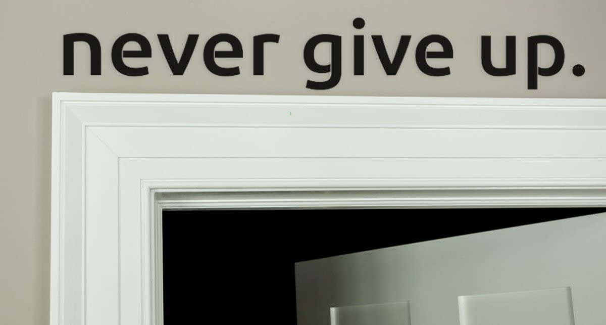 ViaVinyl Adhesive “Never Give Up” Wall Decal Home Gym Decor