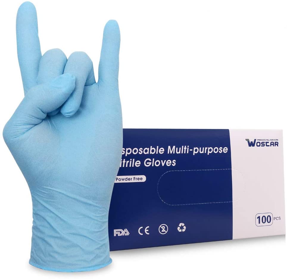 Wostar Nitrile Disposable Latex Free Gloves, Small