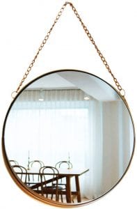 April Box Round Gold Metallic Wall Mirror, 10-Inch