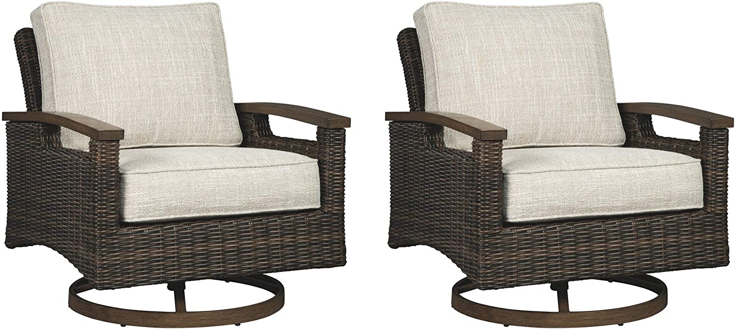 Ashley Signature Design Paradise Trail Modern Swivel Patio Chairs, 2-Piece