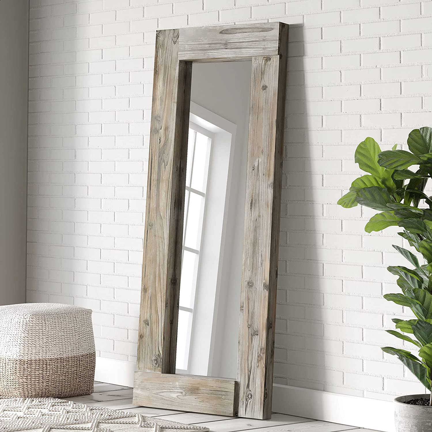 Barnyard Designs Rustic Distressed Wood Frame Floor Mirror