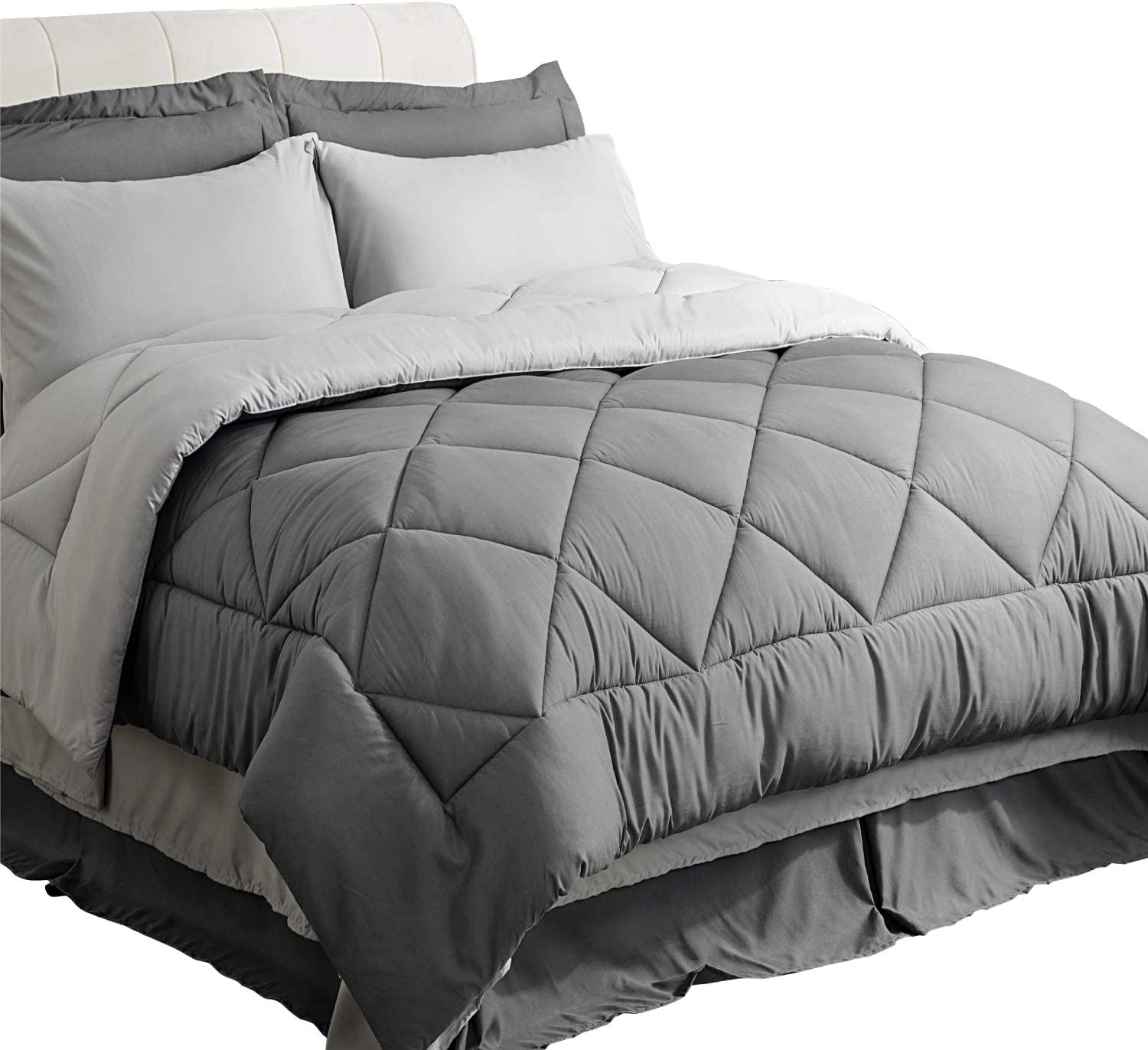 Bedsure Fluffy Reversible Queen Comforter Set, 8-Piece