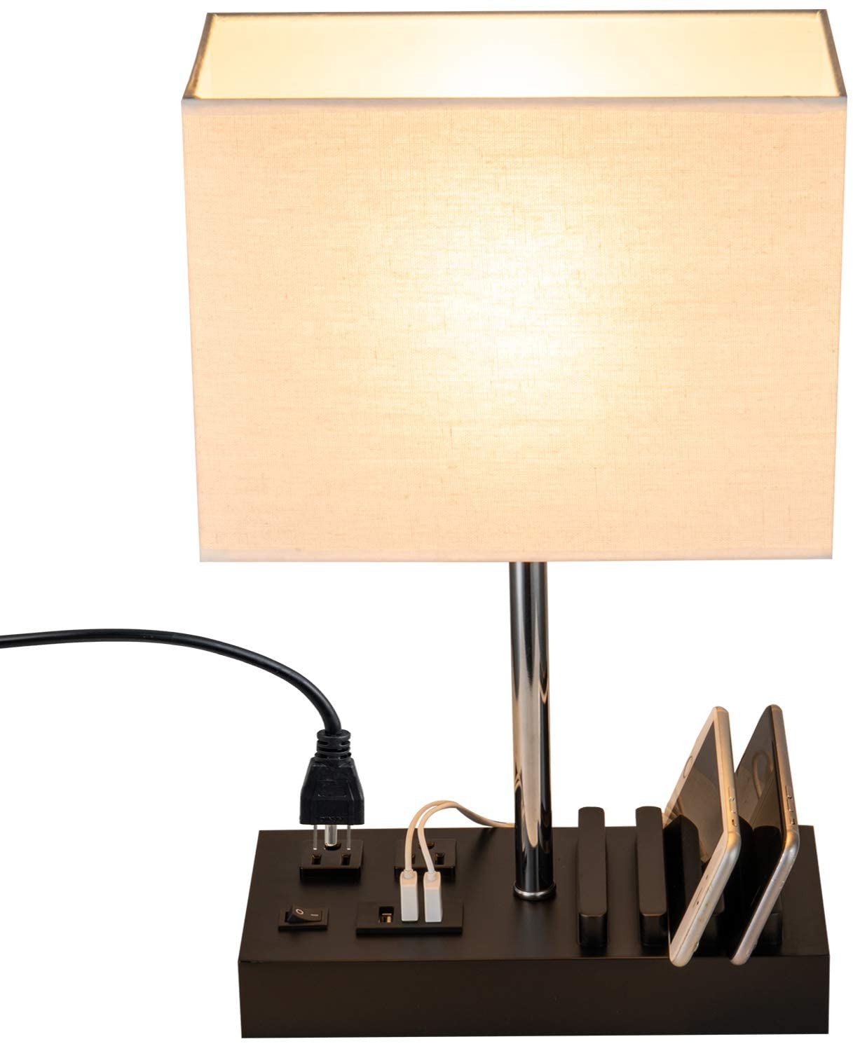 Briever USB Black & Cream Table Lamp