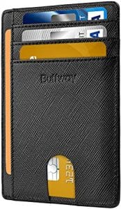 Buffway Front-Pocket Slim Minimalist RFID Leather Wallet