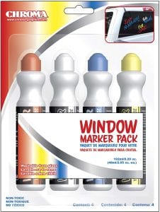 Chroma Graphics 000144 Rain Resistant Car Window Paint Markers, 4-Pack