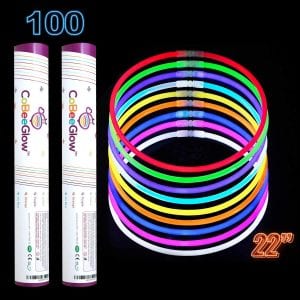 CoBeeGlow Glow In The Dark Stick Necklaces, 100-Count