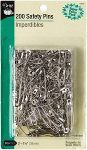 Dritz 1471 Rust Resistant Nickel Finish Safety Pins, 200-Pack