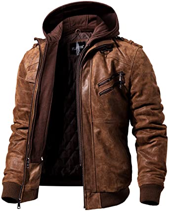 FLAVOR Zip-Length Zippered Men’s Leather Jacket