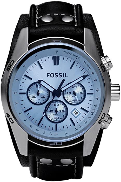 Fossil Men’s Coachman Stainless Steel & Leather Cuff Watch