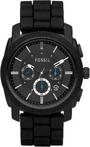 Fossil Men’s Machine Chronograph Quartz Watch, Black & Silicone