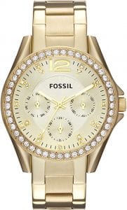 Fossil Women’s Riley Chronograph Glitz Quartz Watch, Gold