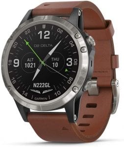 Garmin D2 Delta GPS Pilot Watch, Titanium & Brown Leather