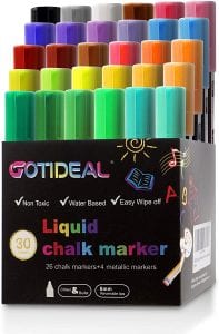 GOTIDEAL Fluorescent Car Window Paint Liquid Chalk Markers, 30-Pack