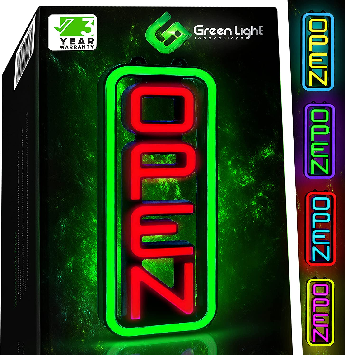 GreenLight Innovations Flash & Scroll Open Sign, 8×19-Inch