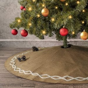 Ivenf Burlap Christmas Tree Skirt, 48-Inch