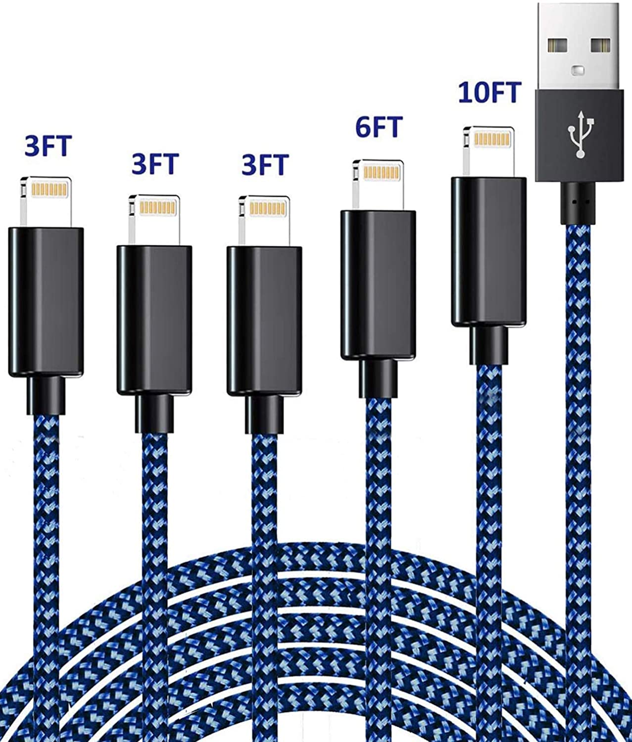 JR TECHNIK Fast Charging Lightning Cable, 5-Pack