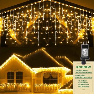 KNONEW Energy Efficient Icicle Indoor & Outdoor String Lights, 32-Foot