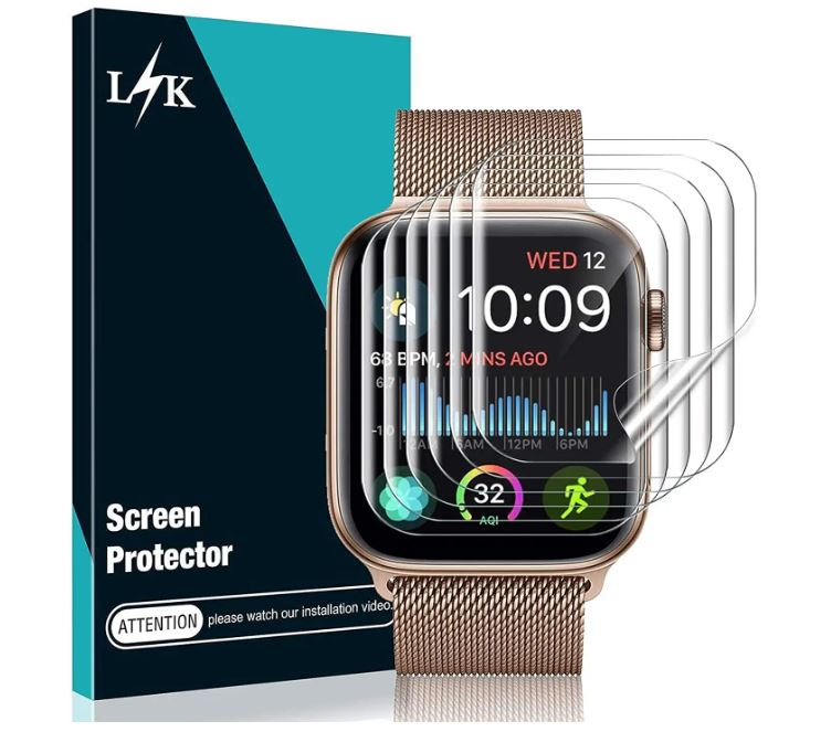 L K Case-Friendly Apple Watch Screen Protector, 6-Pack