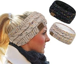 Loritta Black & Beige Confetti Ear Warmer Headband, 2-Pack