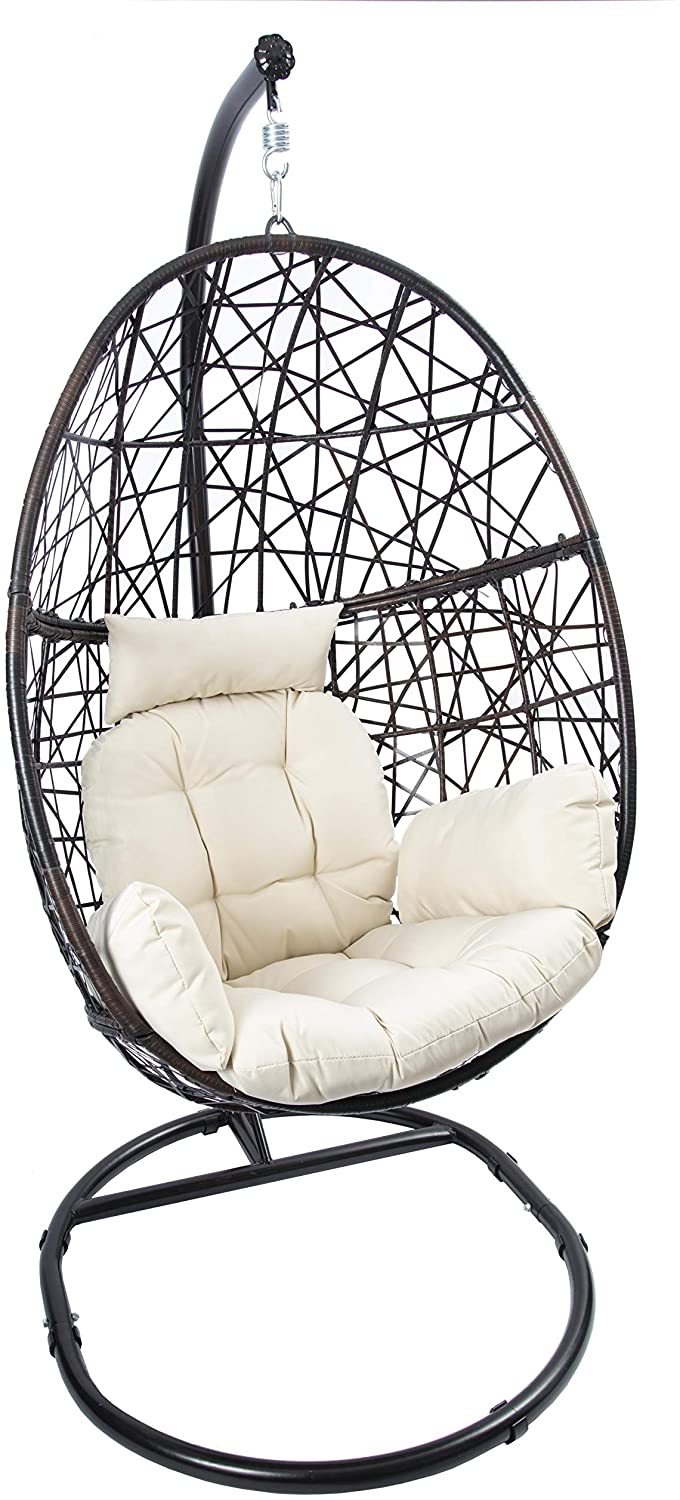Luckyberry Rattan Wicker Patio Egg Chair