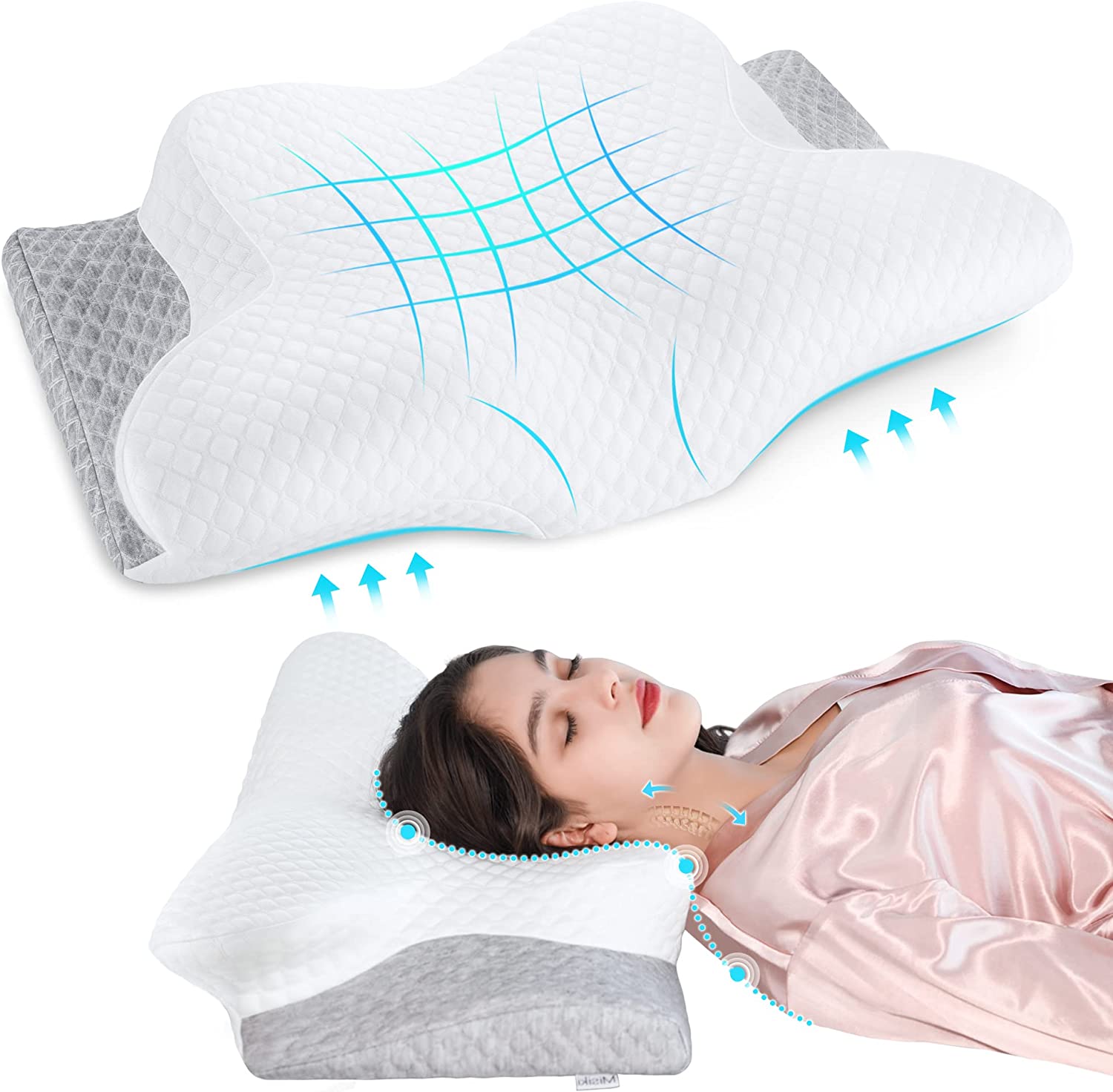 Misiki High-Density Memory Foam Cervical Neck Pillow