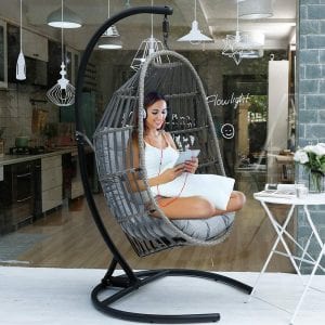 MOTRIP Steel & Wicker Hanging Egg Chair