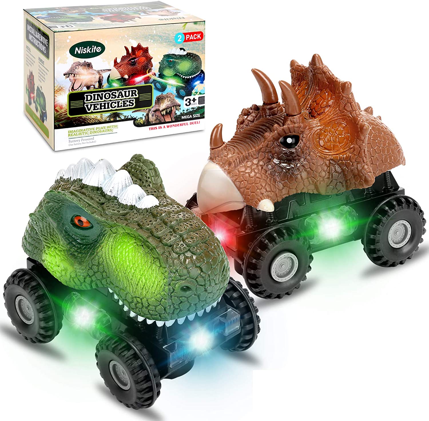 Niskite Dinosaur Car Toys, 2-Pack