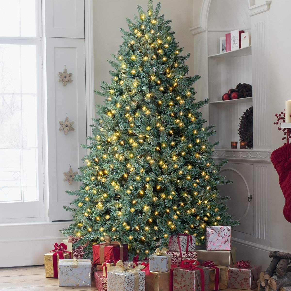 OasisCraft Pre-lit Blue Spruce Christmas Tree, 6-Foot