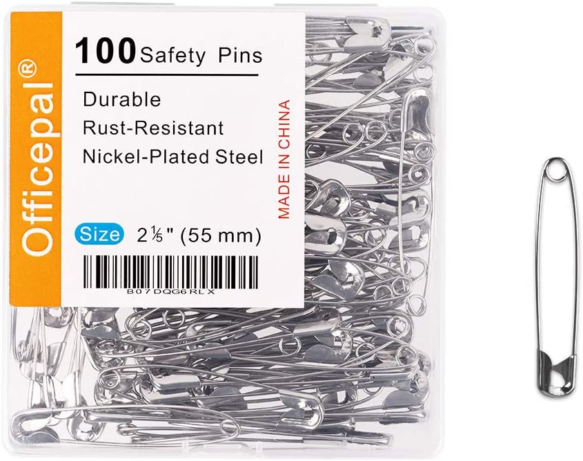 Officepal Long-Lasting Heavy Duty Safety Pins, 100-Pack