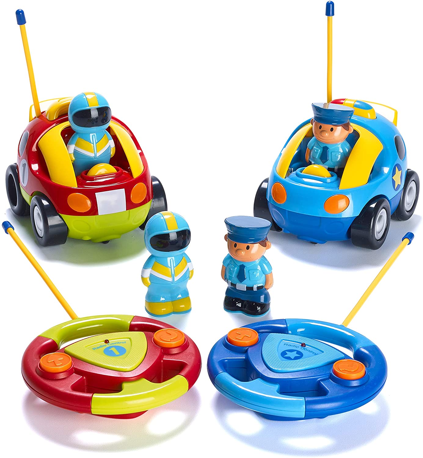 Prextex Cartoon R/C Police Car & Race Car Radio Control Toys