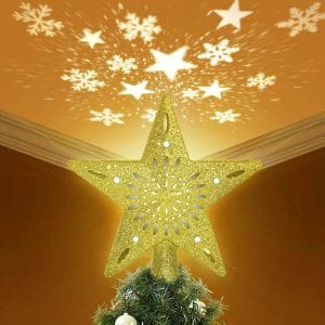 PTG Gold Rotating Christmas Tree Topper Decoration