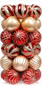 SHareconn Red & Gold Shatterproof Christmas Tree Decoration, 30-Count