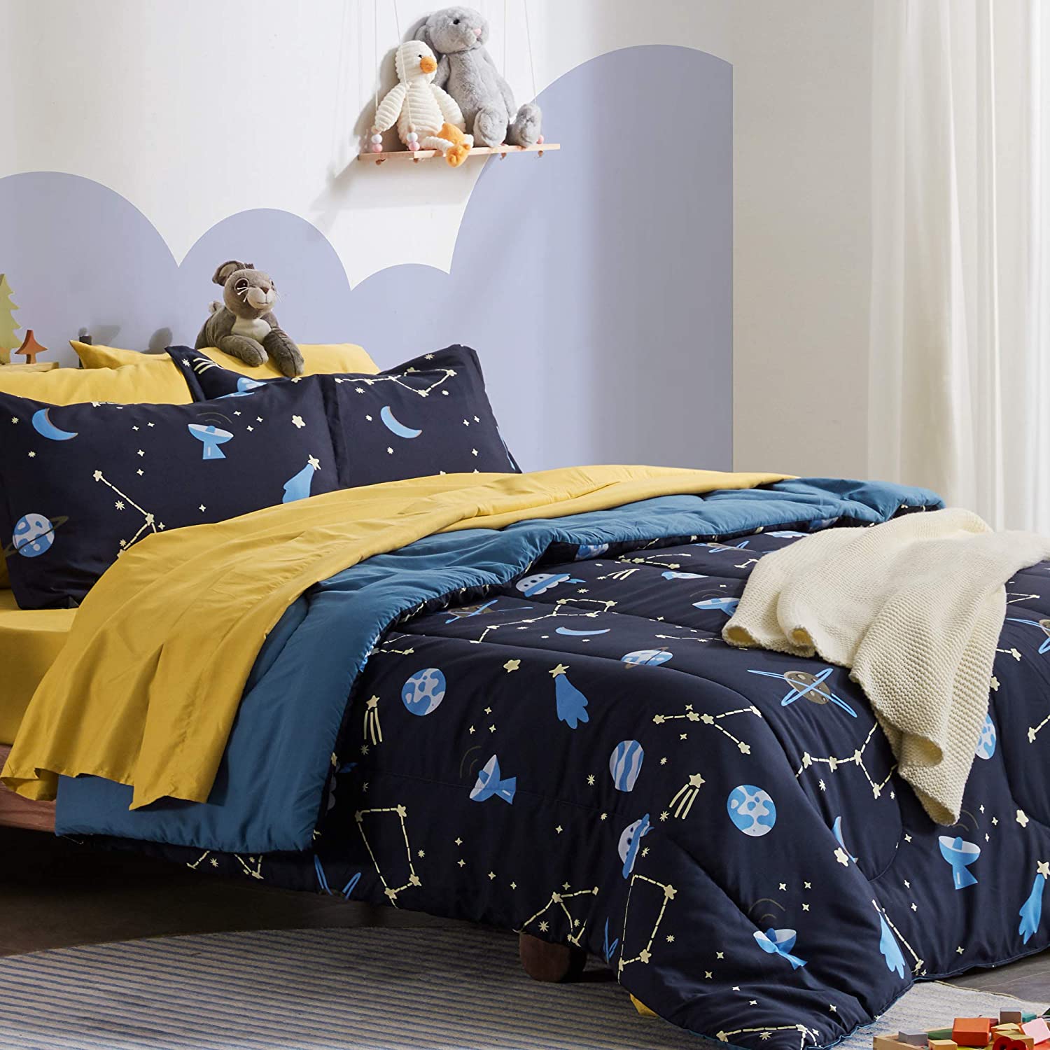 SLEEP ZONE Children’s Microfiber Queen Comforter Set, 7-Piece
