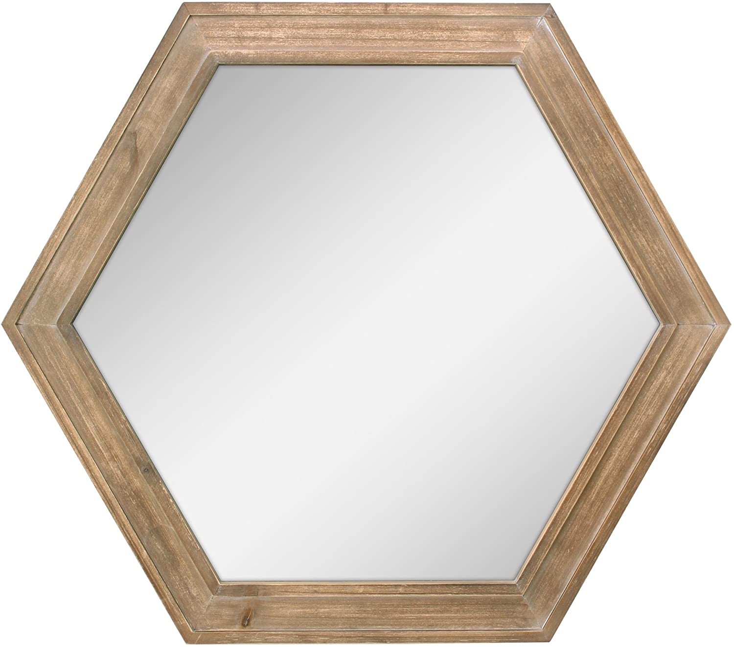 Stonebriar Natural Wood Hexagon Wall Mirror, 24-Inch