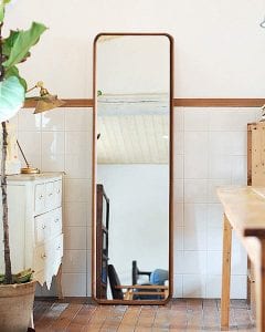 TinyTimes Easy Install Natural Wood Floor Mirror