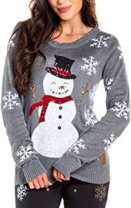 Tipsy Elves Women’s Sequin Snowman Christmas Sweater