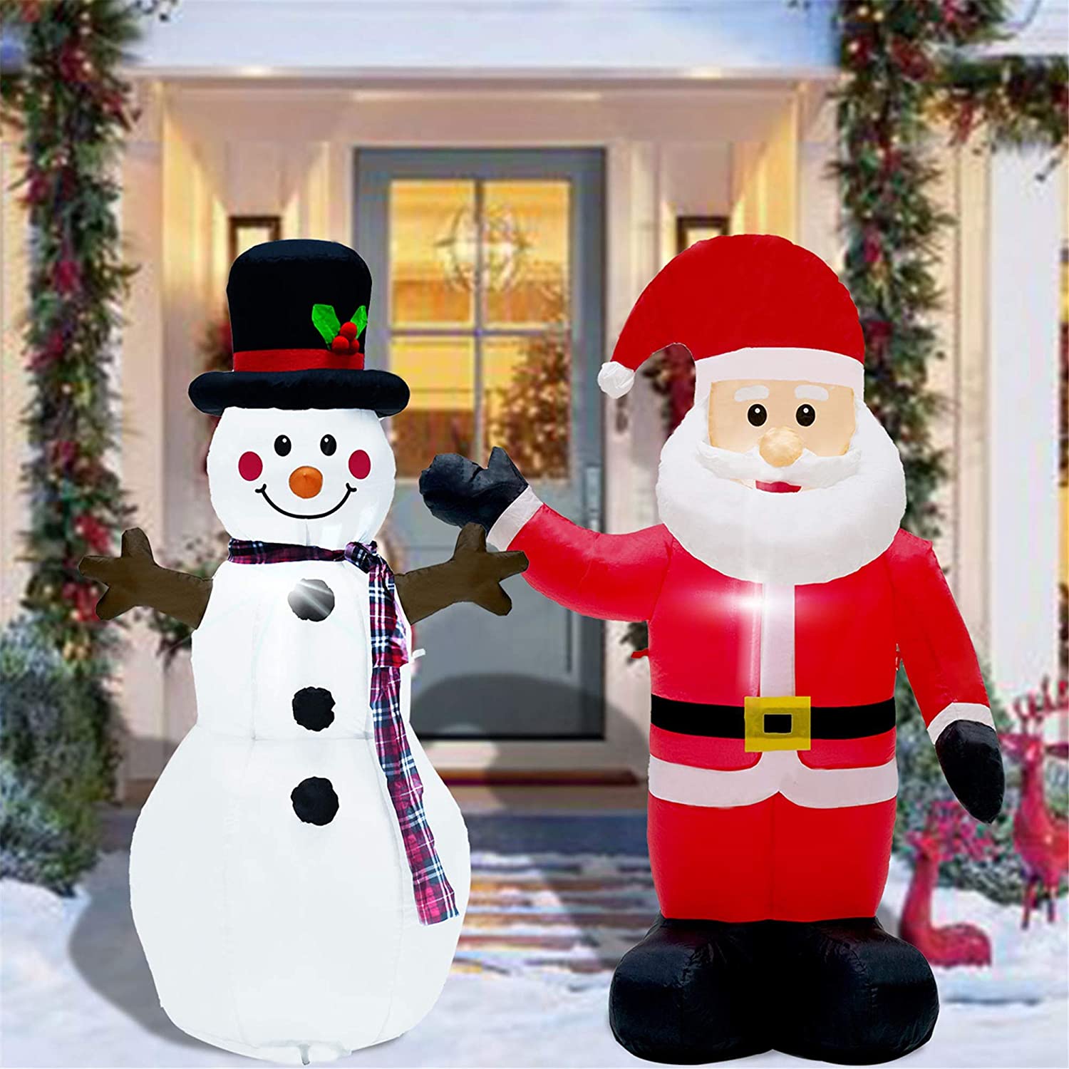 Twinkle Star Lighted Santa Claus & Snowman Outdoor Inflatables, 4-Foot