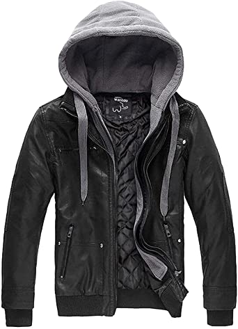 Wantdo Men’s Faux Black Leather Jacket