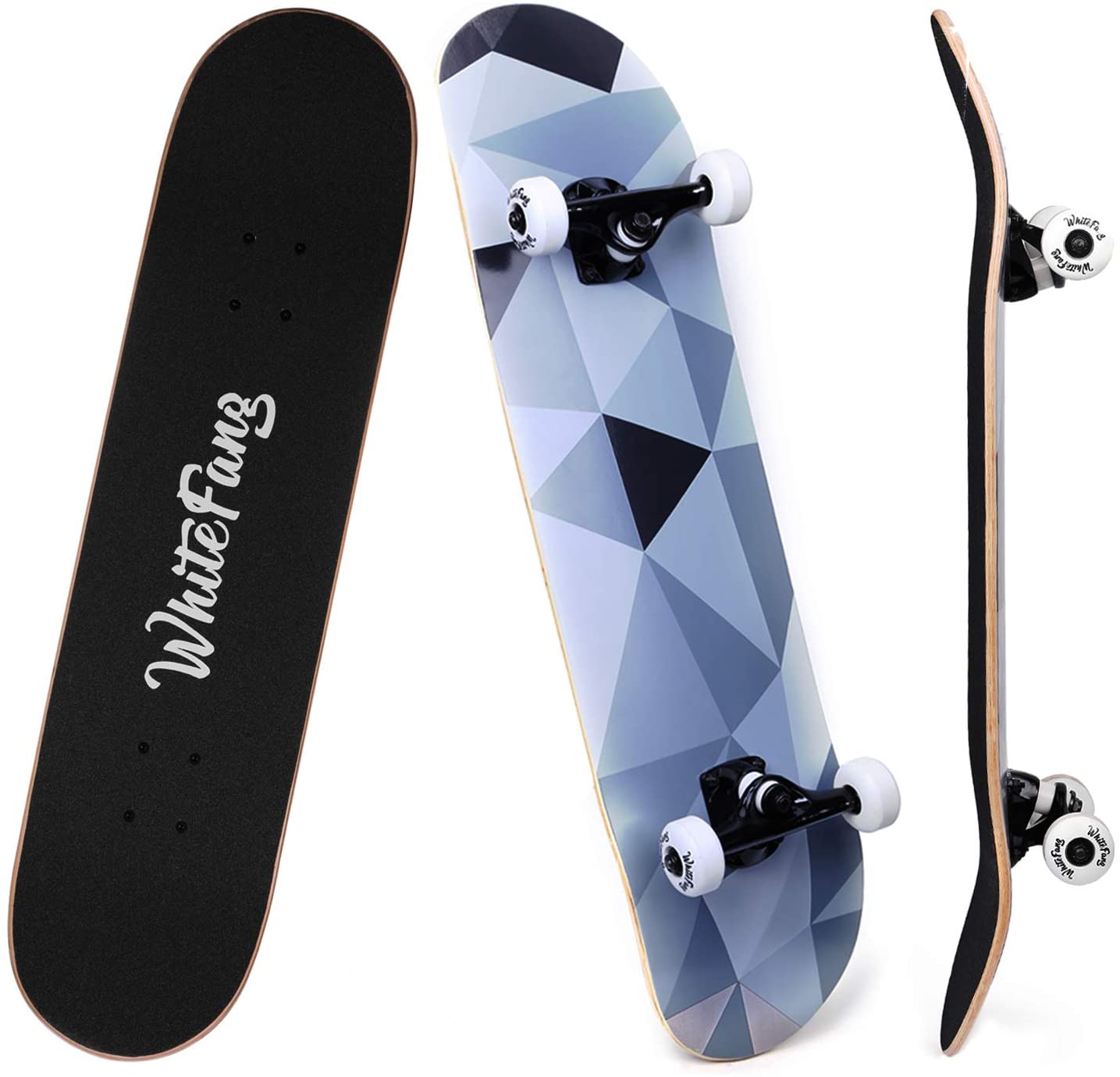 WhiteFang Diamond Design Skateboard, 31 x 7.88-Inch