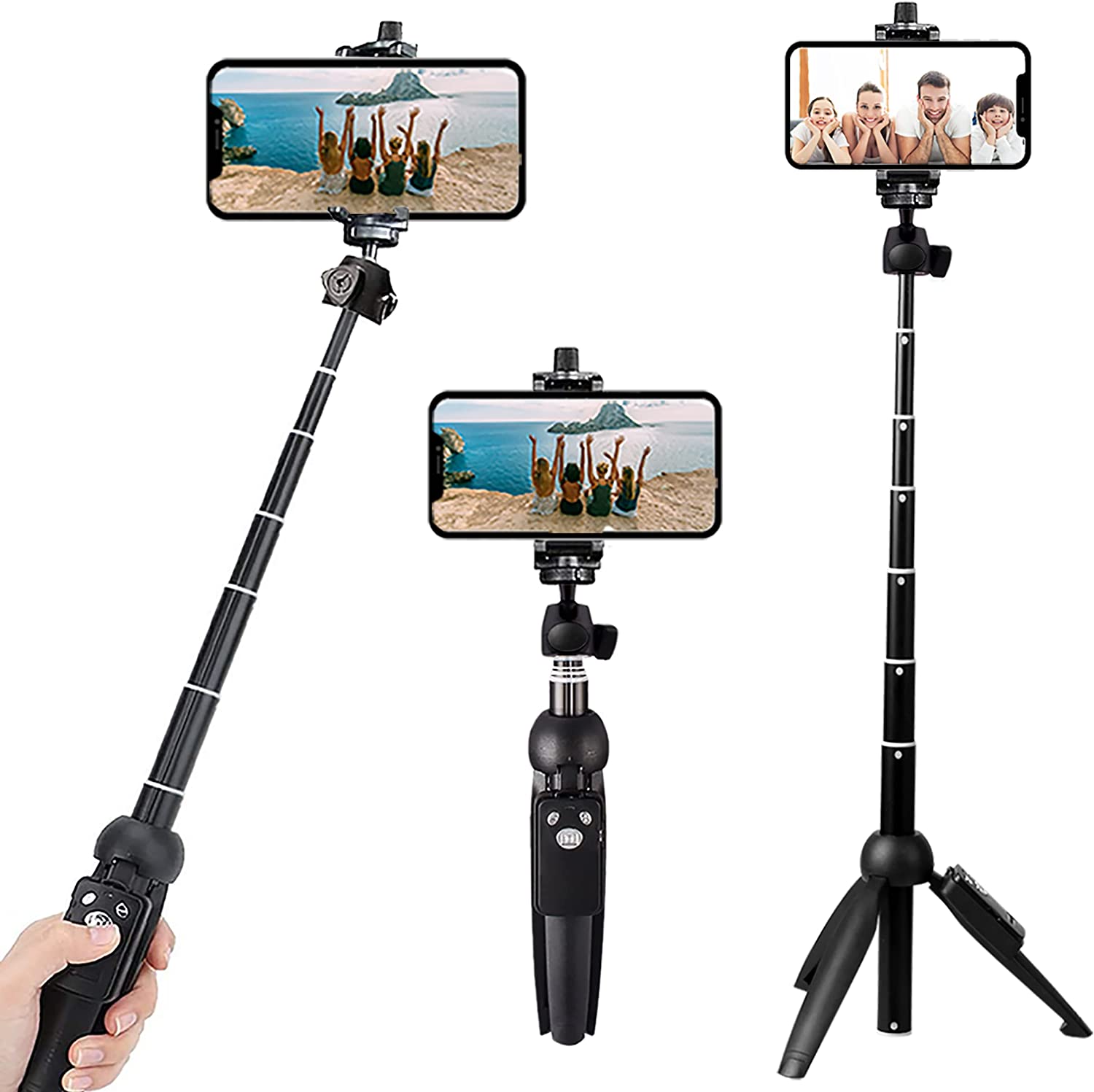Bluehorn Foldable Rechargeable Remote Selfie Stick, 40-Inch