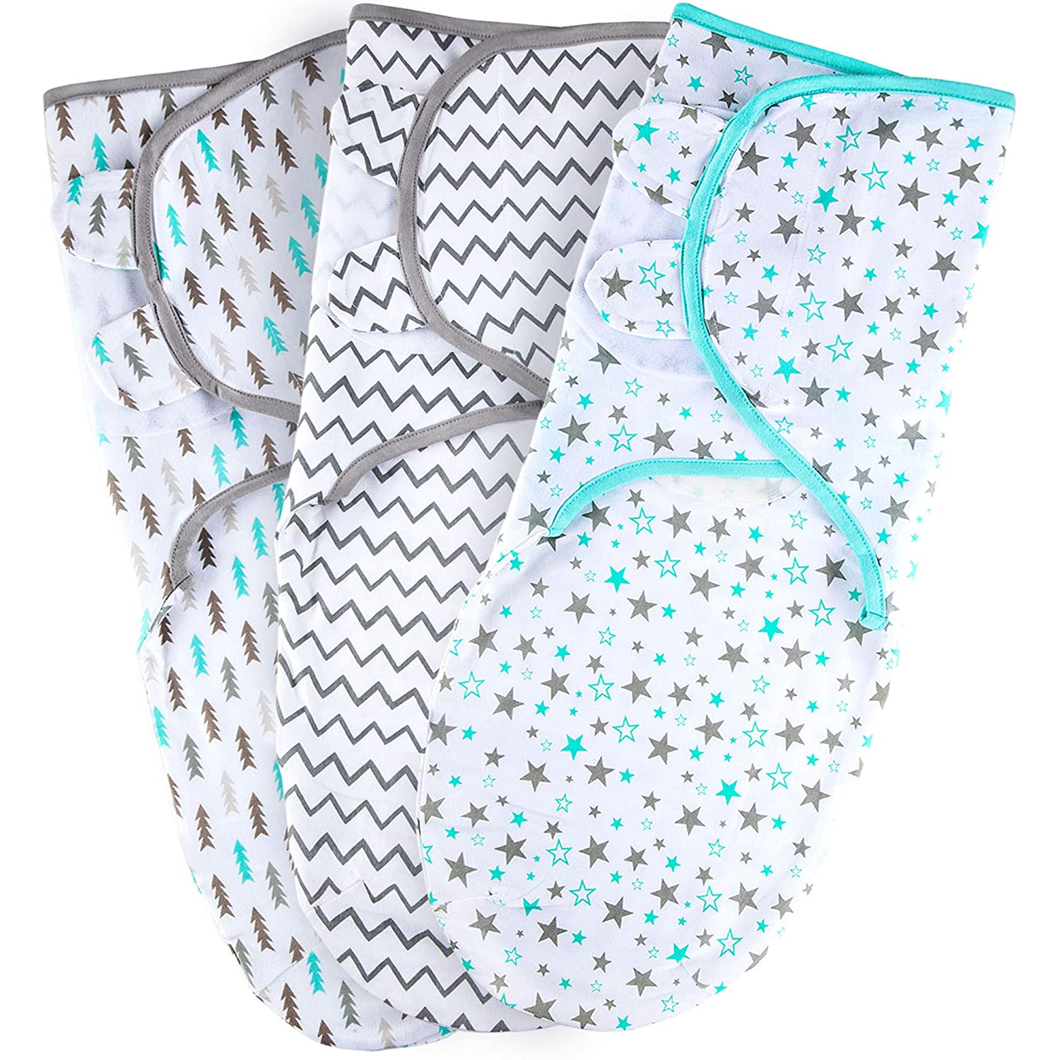 Bublo Baby Adjustable Swaddle Blankets, 3-Pack
