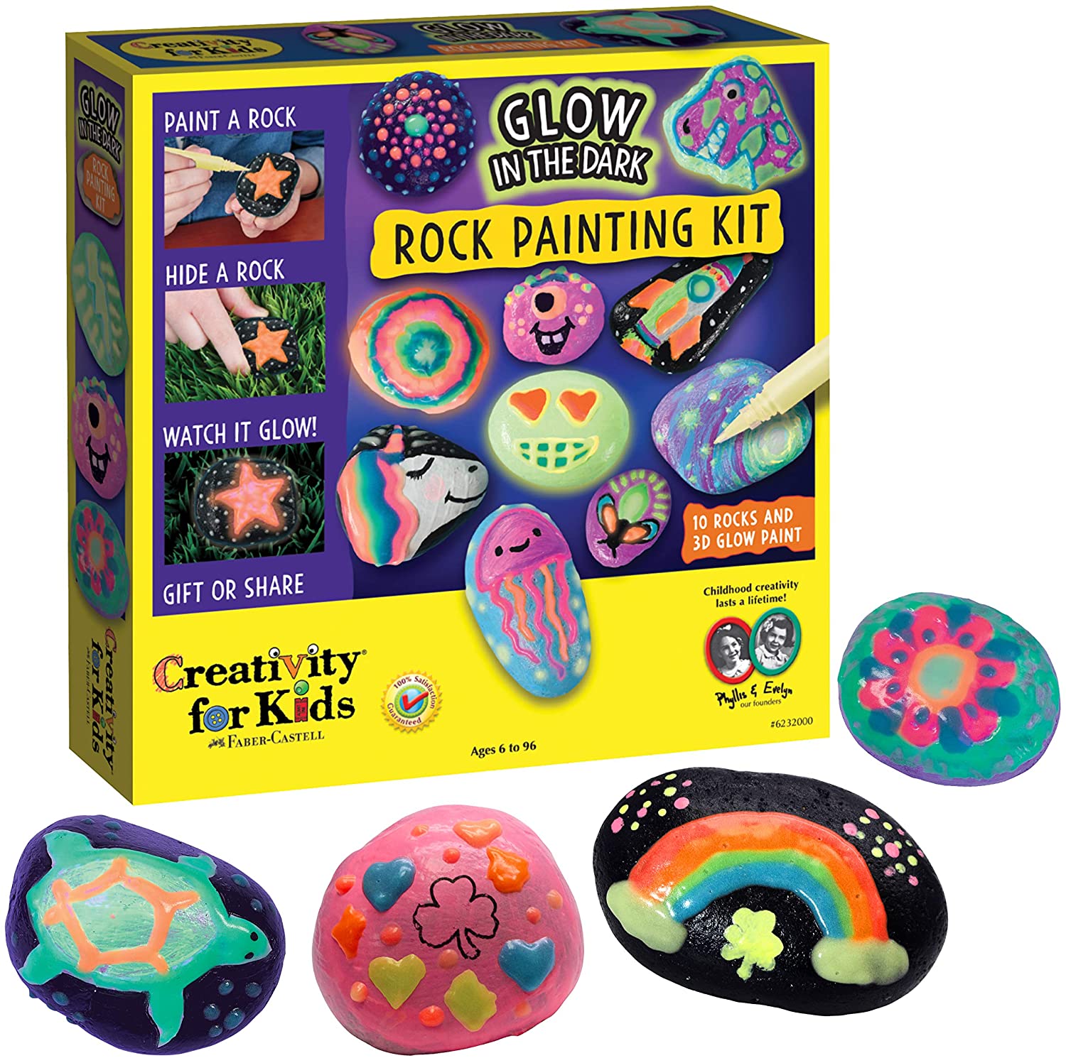 Creativity For Kids Crafting Kit Glow In The Dark Rocks, 10-Piece