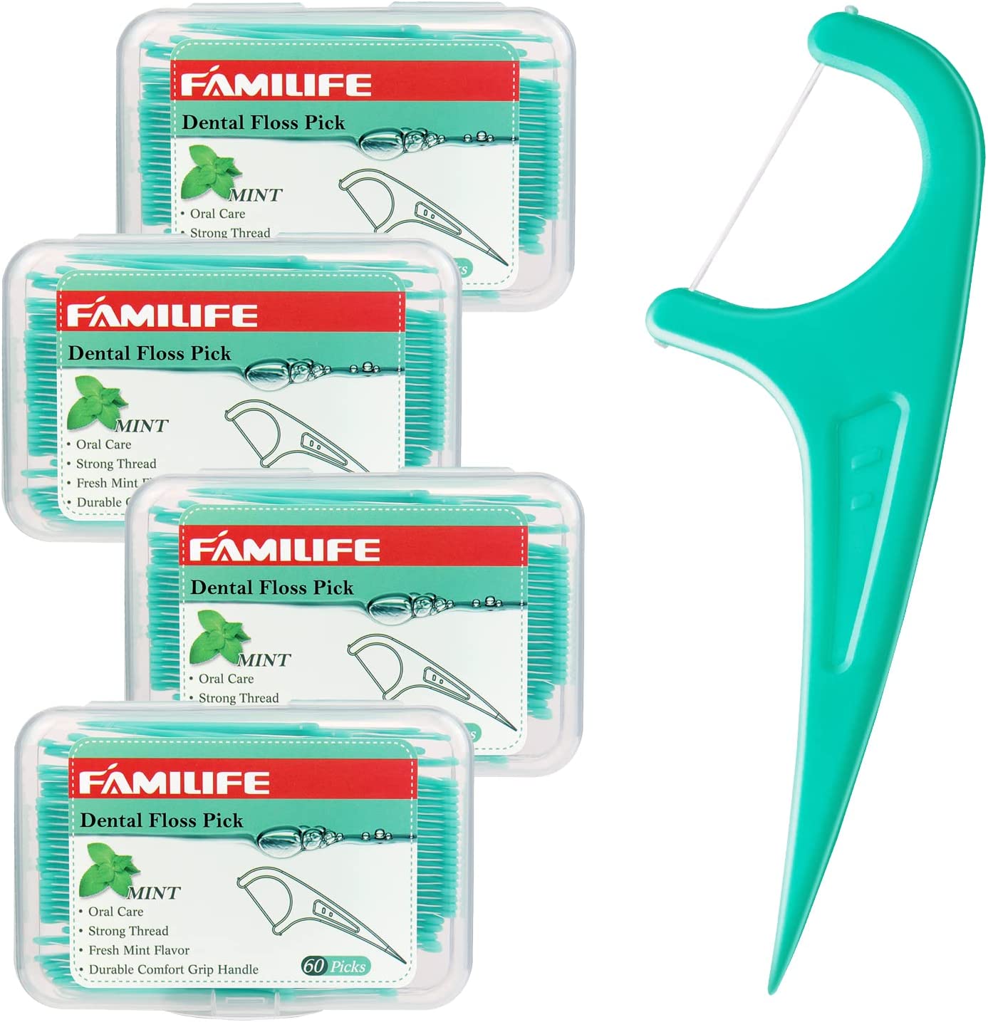 FAMILIFE Oral Care Tooth Floss Picks & Travel Case, 240-Count
