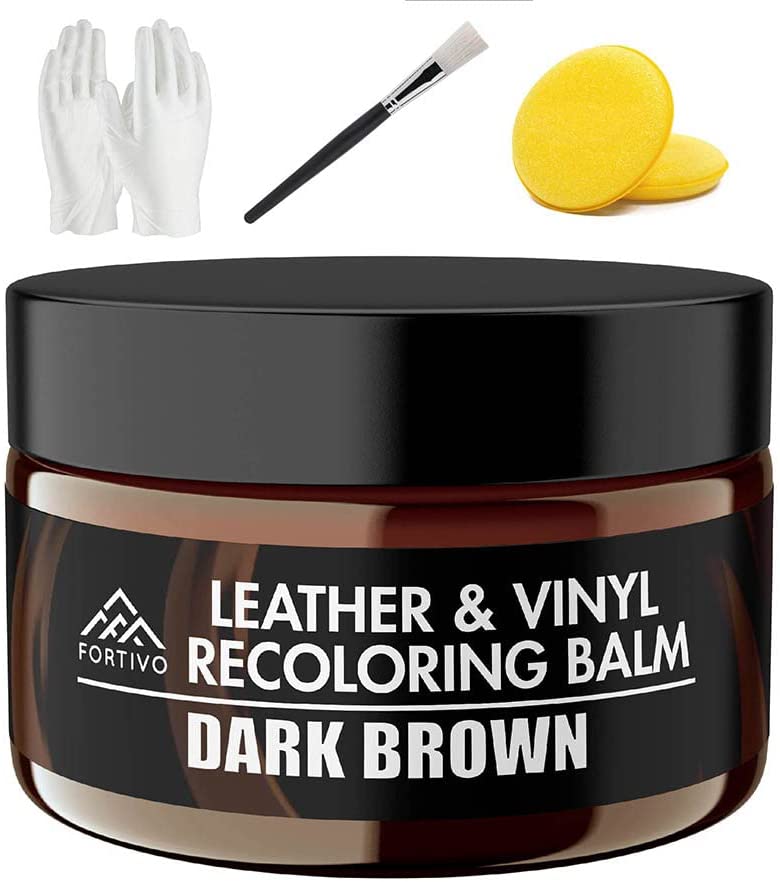 FORTIVO Dark Brown Leather Paint, Leather Couch Repair Kit, Leather Repair  Kit for Furniture, Leather Restorer for Couches, Leather Dye for Furniture,  Mink Oil …