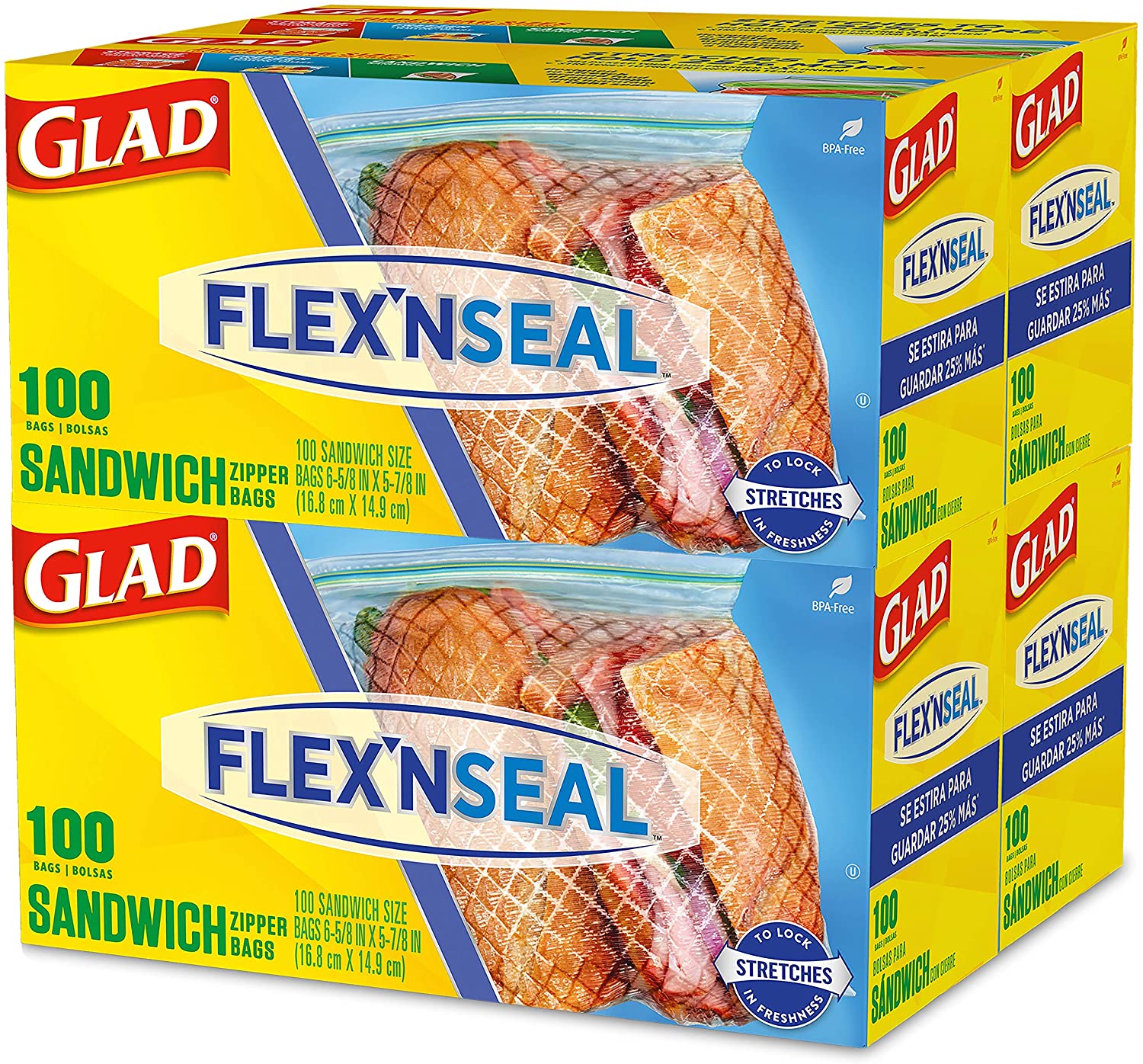 Glad Flex ’n Seal Sandwich Bags, 400-Count