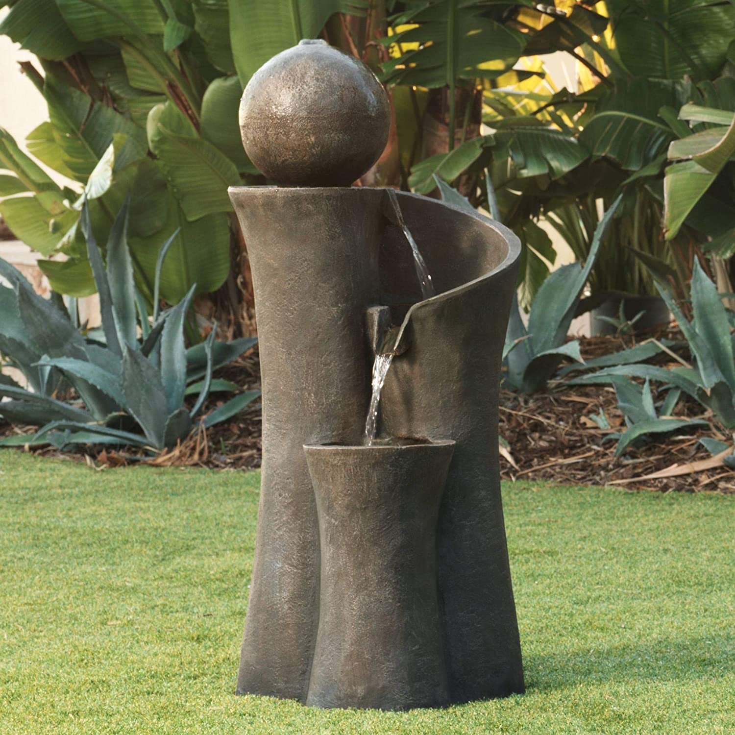 John Timberland Lighted Contemporary Art Patio Fountain