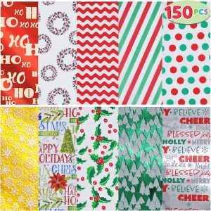 JOYIN Festive Holiday Tissue Paper, 150-Count