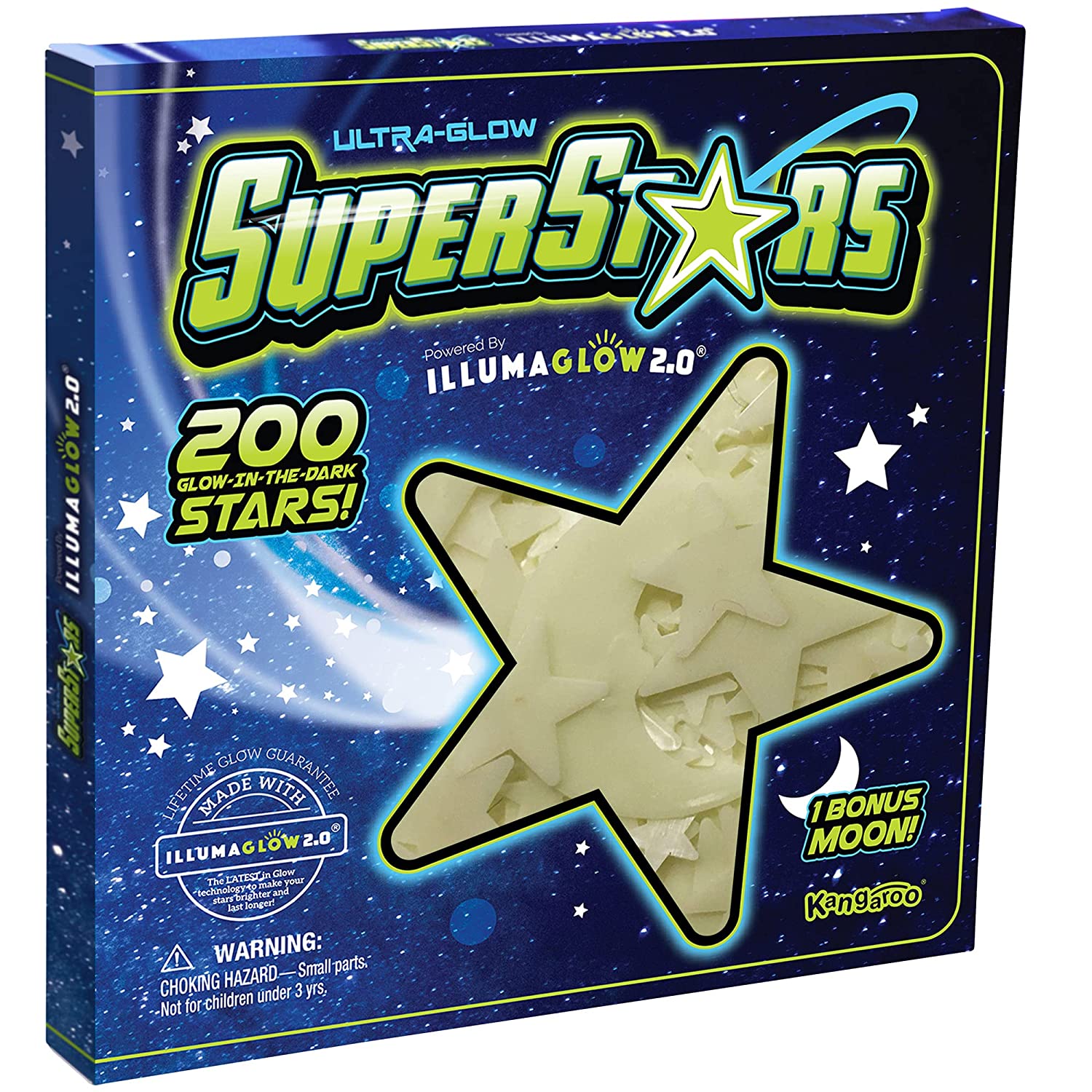 Ultra-Glow Super Stars Plastic Glow In The Dark Stars, 200-Piece